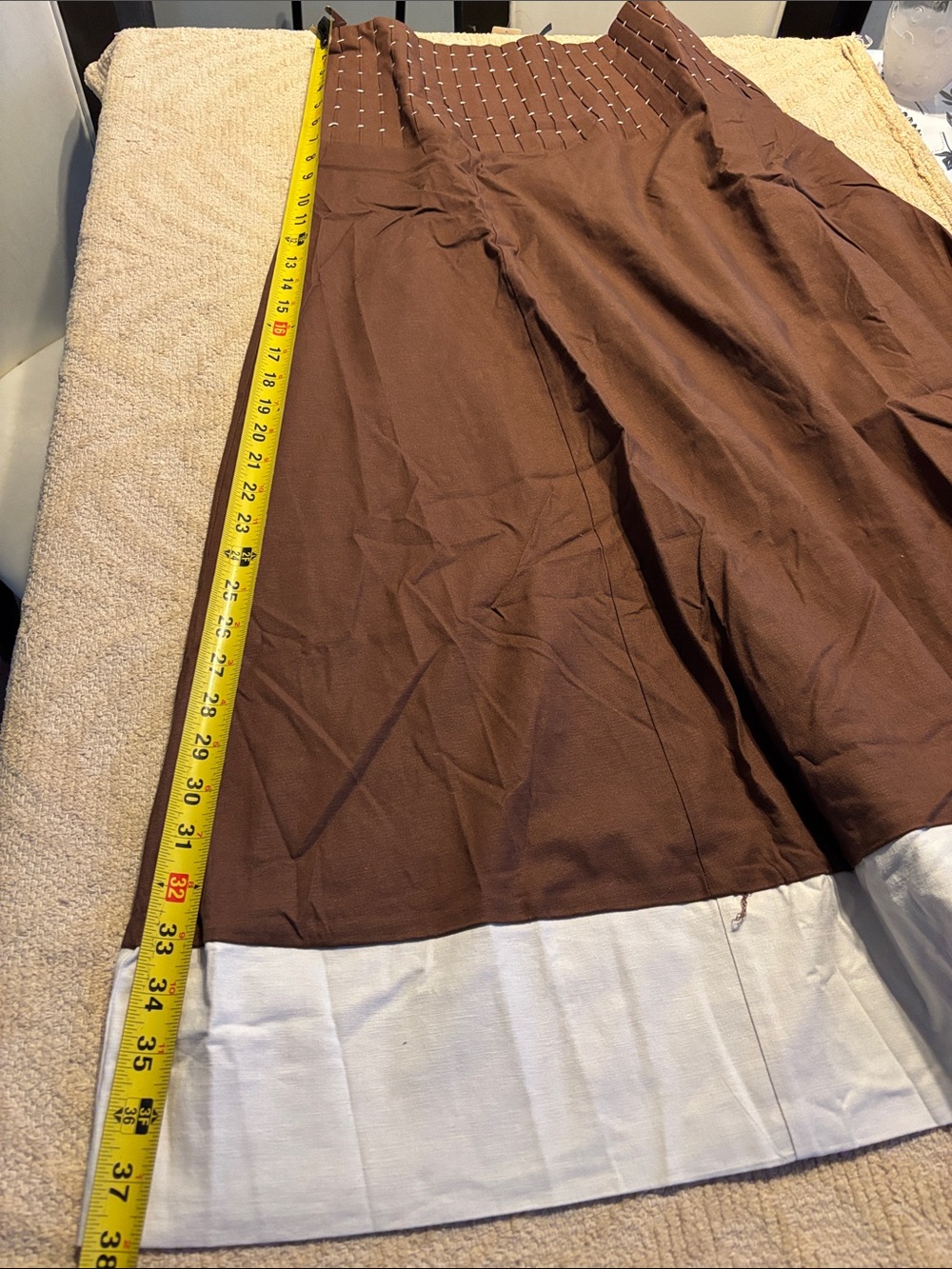 Anthropologie Brown Maxi Skirt with Cream Contrast Hem - Picture 9 of 11